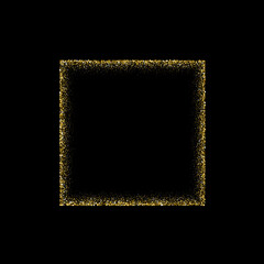 Wall Mural - gold glitter frame with shiny confetti on border, 3d realistic elegant glowing sand