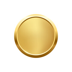 Wall Mural - gold round button with frame, 3d golden glossy elegant circle design for empty emblem