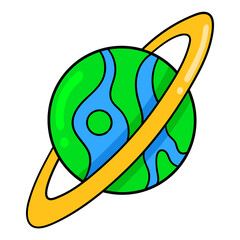 Wall Mural - beautiful ringed planet saturn, doodle icon drawing