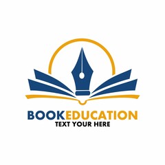 Wall Mural - Book education vector logo template. This design use student and human symbol. Suitable for learn.