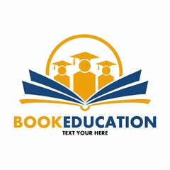 Wall Mural - Book education vector logo template. This design use student and human symbol. Suitable for learn.