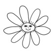 © _aine_ - Groovy Smiley Flower with Hippie . Positive 70s retro smiling daisy flower print.