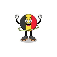 Character Illustration of belgium flag playing hula hoop