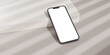 Smartphone with social media interface. Mockup minimalist light style.