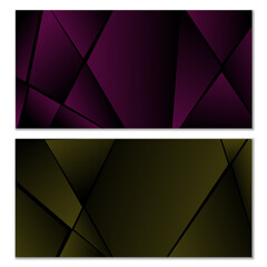 Abstract polygonal pattern. Set of two dark gradient polygonal backgrounds. Background design, cover, postcard, banner, wallpaper