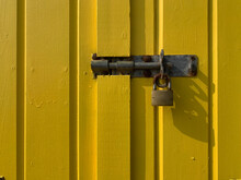 Padlock On The Yellow Door