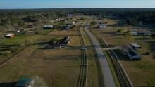 Aerial Of A Rural Neighborhood With Spacious Homes And Large Lots