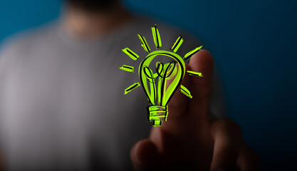 Sticker - hand holding eco light bulb energy concept