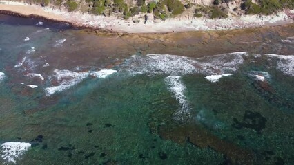 Wall Mural - Overflying La Speranza beach in winter. Sardinia, Italy