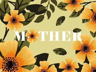 Canvas Print - Mother text with flowers