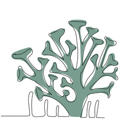 Wall Mural - green algae one line drawing vector, isolated
