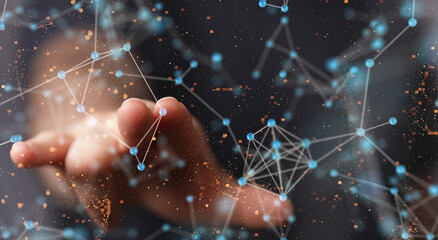 Concept of internet network. double exposure
