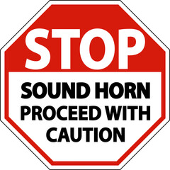 Wall Mural - Sound Horn Proceed With Caution Sign On White Background