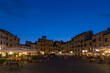 Beautiful view of Piazza dell'Anfiteatro square at twilight, Lucca, Tuscany, Italy