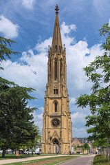 Wall Mural - Metz, France. Bell tower, the only remaining part of Garrison's Temple (Temple de Garnison). The Lutheran temple was built in 1875-1881. The nave and the choir were demolished in 1952.