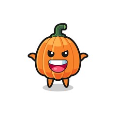 Sticker - the illustration of cute pumpkin doing scare gesture