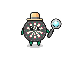 Wall Mural - the mascot of cute dart board as a detective