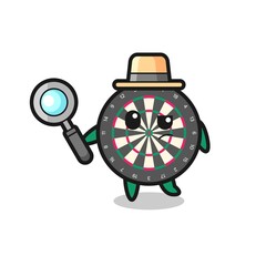 Wall Mural - dart board detective character is analyzing a case