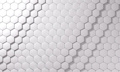 Wall Mural - 3D rendering dynamic hexagons abstract background, business, science, technology concept illustration.
