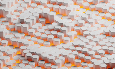 Wall Mural - 3D rendering dynamic hexagons abstract background, business, science, technology concept illustration.