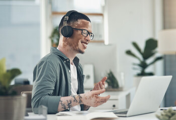 Poster - Connecting is my favourite part of my job. Shot of a young business busy with a video call at work.