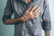 young man  has chest pain