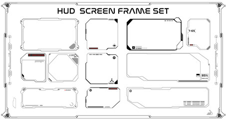 Leinwandbilder - HUD Futuristic UI Monitoring Screen Cyberpunk Concept Scifi Technology Design Vector. Security System Check Display Element for Game, Infographic Report Illustration.
