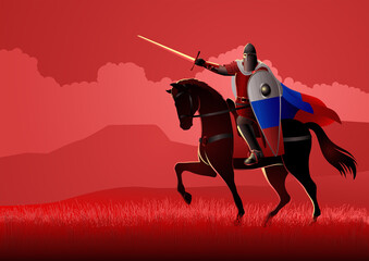 Wall Mural - Medieval Slavic knight on horseback