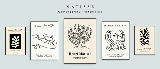 matisse abstract art set, aesthetic modern art, boho decor, minimalist art, illustration, vector, po