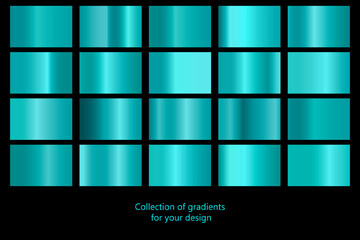 Wall Mural - Collection of blue gradient backgrounds. Set of blue metallic textures. Vector illustration