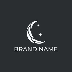 luxury crescent moon and star logo design icon vector, ramadan kareem, crescent moon and star illustration