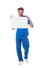 Wall Mural - Male nurse isolated on white