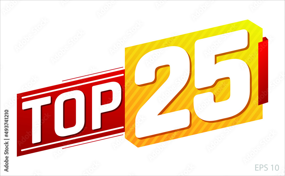 Top 25 word on red and yellow ribbon. Vector illustration. Stock Vector ...