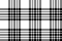 Plaid Background, Check Seamless Pattern In Black White. Vector Fabric Texture For Textile Print, Wrapping Paper, Gift Card Or Wallpaper.