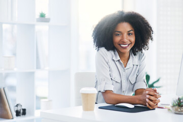 Poster - My dream is to become the greatest in the game. Portrait of a young businesswoman working in an office.