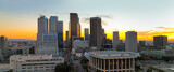 Fototapeta Miasta - Los Angeles downtown panoramic city with skyscrapers. California theme with LA background. Los Angels city center, downtown cityscapes.