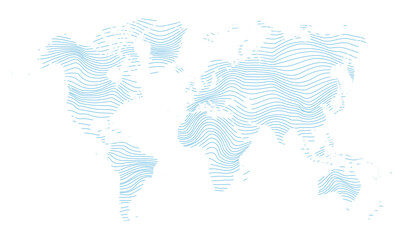 Wall Mural - vector illustartion of striped blue colored world map on white background