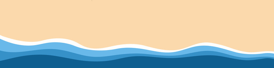 Abstract background of blue sea and summer beach for banner, invitation, poster or website design. Vector illustration in a flat style.