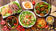assorted of lebanese food- top view