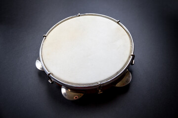 Canvas Print - Brazilian tambourine isolated on black background