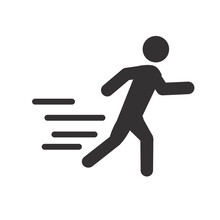 Vector Illustration Of People Running Icon, Flat Design