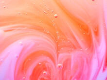 Beautiful Psychedelic Orange And Pink Abstraction Formed By Light On The Surface Of A Soap Bubble