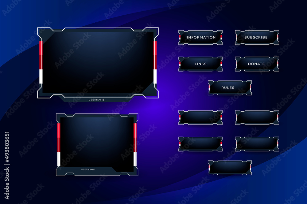Twitch overlay gamer concept and streamer border