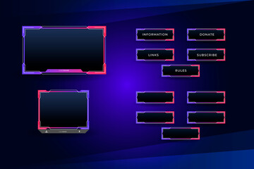 Twitch overlay gamer concept and streamer border 