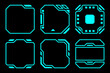 Abstract blue geometric shape outline frame set  modern technology future interface hud vector design.