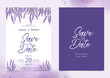 Lavender flowers watercolor wedding card