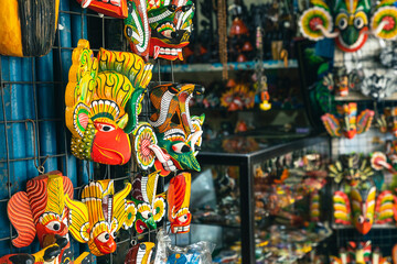 Mystical wooden masks on the island of Sri Lanka