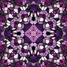 Mosaic Kaleidoscope Jewel Seamless Pattern Texture Background - Purple Violet Pink Magenta Mauve Colored With Black Grout