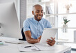 © Tamani Chithambo/peopleimages.com - I took my business online and the whole game changed. Cropped shot of a young businessman using a digital tablet at his desk.