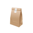 © Iryna Petrenko - Takeout food craft package template. Brown bag mockup for pack. Realistic takeaway fast food pouch